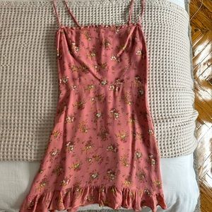 Reformation pink floral mini dress perfect for graduation or spring/summer event